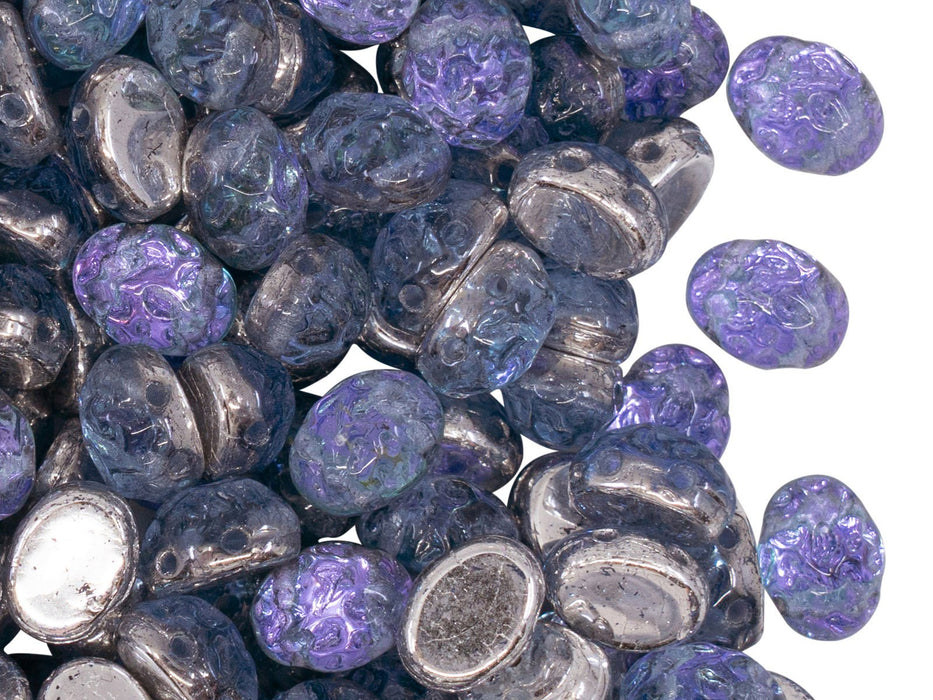 Barocke Cabochons Oval 6x8 mm 2-Loch Kristall Backlit Violett Eis Tschechisches Glas  Farbe_Purple