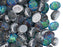 Barocke Cabochons Oval 6x8 mm 2-Loch Kristall Backlit Petrol Tschechisches Glas  Farbe_Multicolored