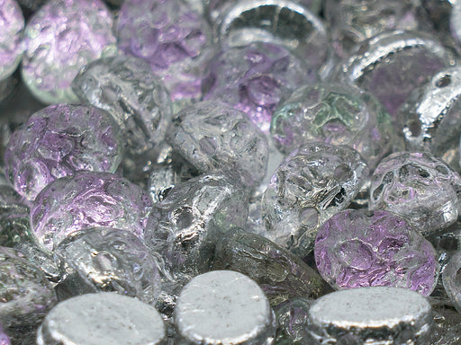50 pcs Barocke Cabochons Oval 6x8 mm, 2-Loch, Kristall Glasmalerei hell, Tschechisches Glas (Baroque Cabochons Oval)