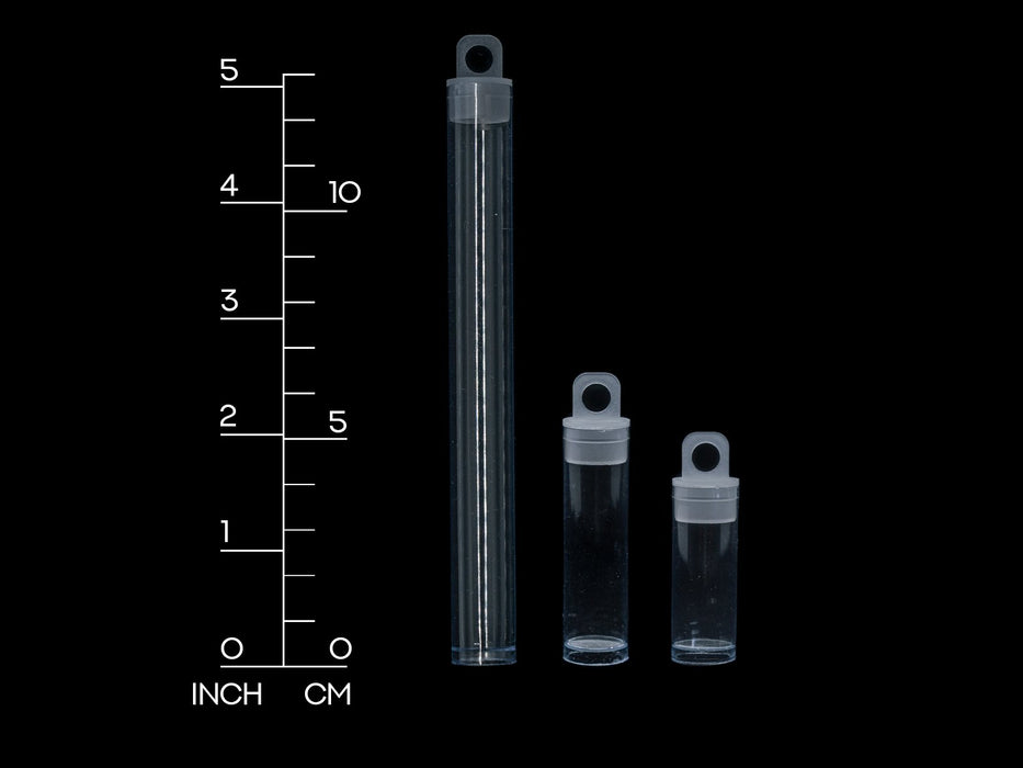 10 pcs Kunststoffröhrchen mit Deckel 52x14 mm, Transparent, Kunststoff, Tschechische Republik (Plastic Tube with Lid)