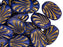 Oval mit Linien 17x12 mm Opak Blau mit goldenen Adern Tschechisches Glas Farbe_Blue Farbe_ Gold
