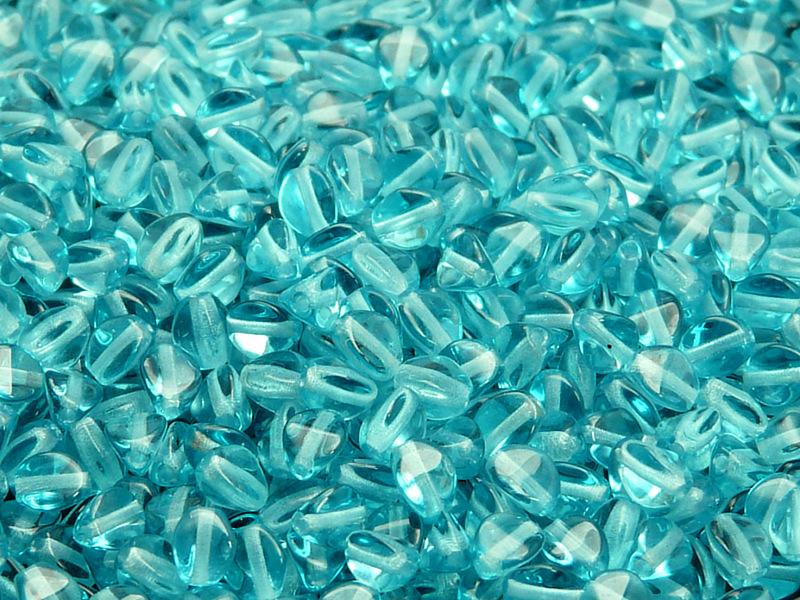 50 St. Pinch Gepresste Perlen 5x3,5mm, Böhmisches Glas, Aquamarin Grün