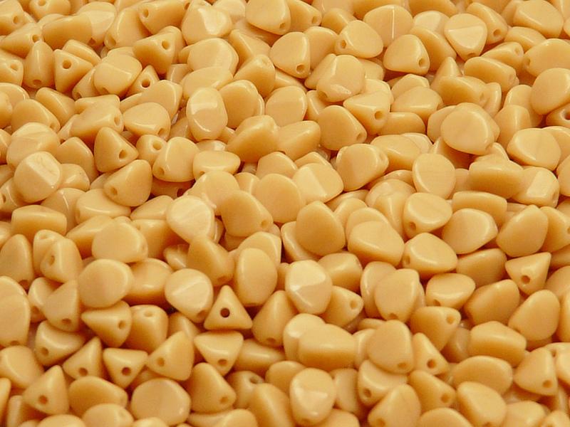 50 St. Pinch Gepresste Perlen 5x3,5mm, Böhmisches Glas, Opak Beige