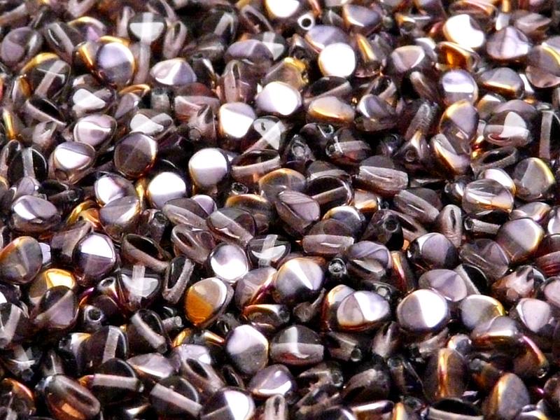 50 St. Pinch Gepresste Perlen 5x3,5mm, Amethyst Santander, Tschechisches Glas