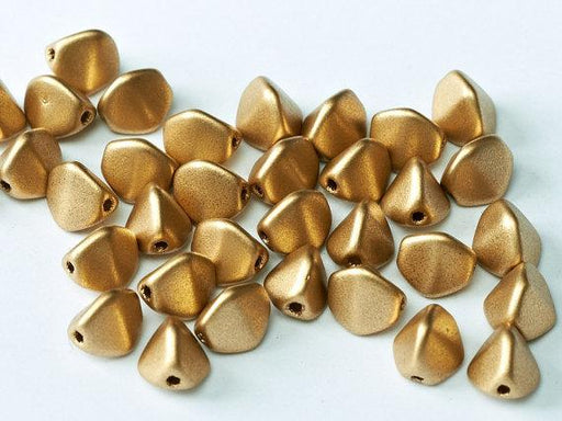 50 St. Pinch Gepresste Perlen 5x3,5mm, Böhmisches Glas, Azteken Gold (Kristall Bronze Blass Gold)