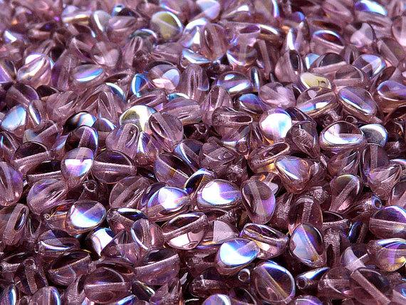 50 St. Pinch Gepresste Perlen 5x3,5mm, Amethyst AB, Tschechisches Glas
