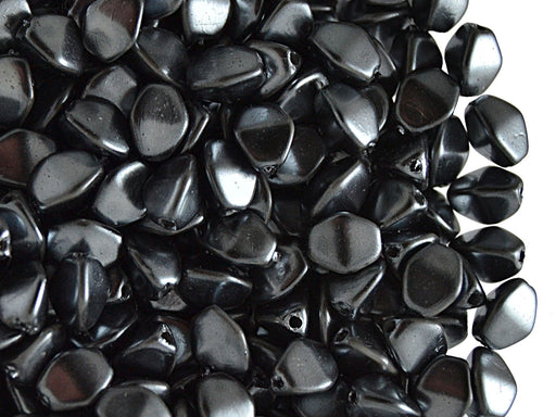 50 St. Pinch Beads gepresst 5x3,5mm, Hämatit Metallic, Tschechisches Glas