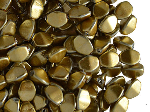 50 St. Gepresste Pinch Beads 5x3,5mm, Gold hell metallic, Tschechisches Glas