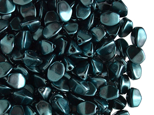 50 St. Pinch Beads gepresst 5x3,5mm, Blau Metallic, Tschechisches Glas