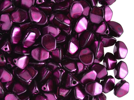 50 St. Pinch Beads gepresst 5x3,5mm, Lila Metallic, Tschechisches Glas