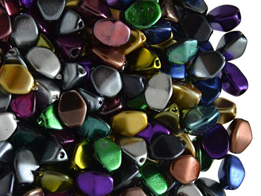 50 St. Pinch Beads gepresst 5x3,5mm, Metallic gemischt, Tschechisches Glas
