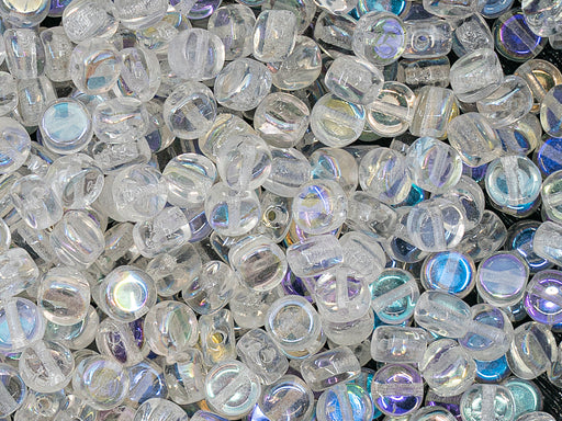 20 g Runde Glasperlen flach 5x3 mm, Kristall AB, Tschechisches Glas (Round Flat Beads)