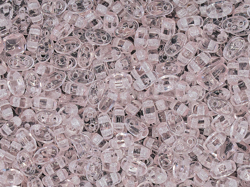 20 g Ovale Glasperlen flach 5x3x2,5 mm, 2 Bohrungen, Transparent Rosalin, Tschechisches Glas (Oval Flat Beads)