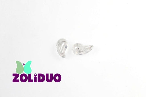 20 St. ZoliDuo® Recht Version Perlen, Teardrop 5x8mm mit zwei Löchern, Böhmisches Glas, Kristallglanz