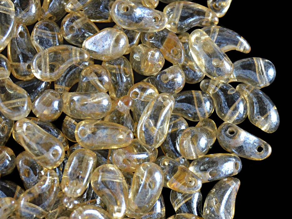 20 St. ZoliDuo® Recht Version Perlen, Teardrop 5x8mm mit zwei Löchern, Böhmisches Glas, Kristall Orange Glanz