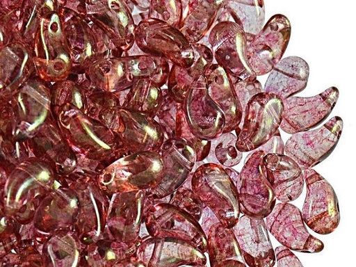 20 St. ZoliDuo® Recht Version Perlen, Teardrop 5x8mm mit zwei Löchern, Böhmisches Glas, Kristallrot Glanz