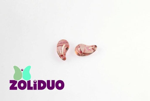 20 St. ZoliDuo® Recht Version Perlen, Teardrop 5x8mm mit zwei Löchern, Böhmisches Glas, Kristallrot Glanz