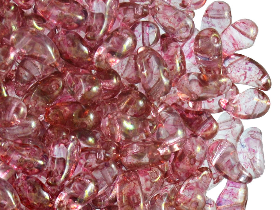 20 St. ZoliDuo® Recht Version Perlen, Teardrop 5x8mm mit zwei Löchern, Böhmisches Glas, Kristall Rot Terracotta