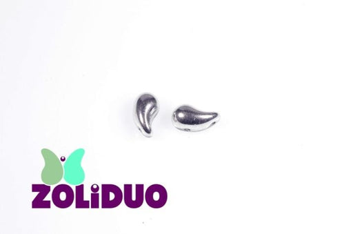20 St. ZoliDuo® Recht Version Perlen, Teardrop 5x8mm mit zwei Löchern, Böhmisches Glas, Kristall-Labrador (Kristall-Silber)