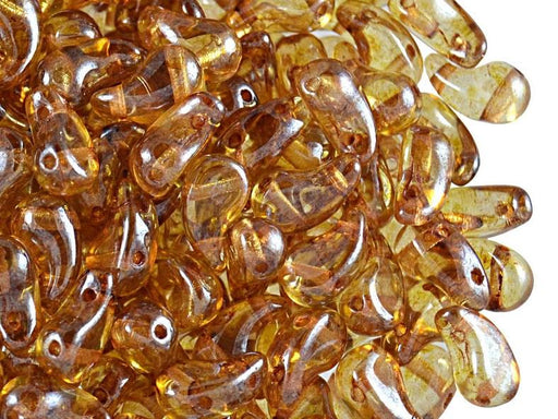 20 St. ZoliDuo® Recht Version Perlen, Teardrop 5x8mm mit zwei Löchern, Böhmisches Glas, Kristall Lazure Orange
