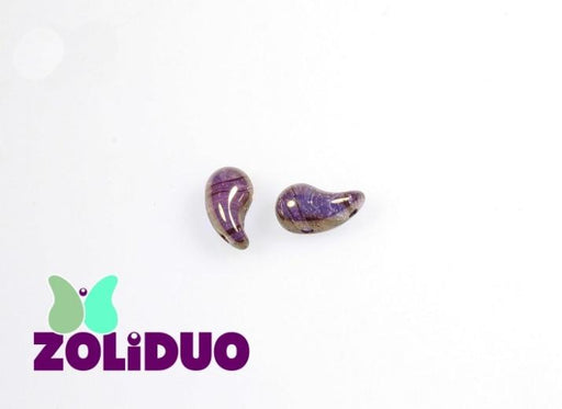 20 St. ZoliDuo® Recht Version Perlen, Teardrop 5x8mm mit zwei Löchern, Böhmisches Glas, Kristall Gold Bronze