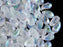 20 St. ZoliDuo® Recht Version Perlen, Teardrop 5x8mm mit zwei Löchern, Böhmisches Glas, Kristall Ätzen AB