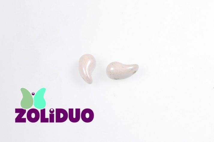 20 St. ZoliDuo® Recht Version Perlen, Teardrop 5x8mm mit zwei Löchern, Böhmisches Glas, Alabaster Weißer Glanz