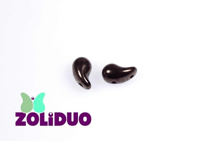 20 St. ZoliDuo® Recht Version Perlen, Teardrop 5x8mm mit zwei Löchern, Böhmisches Glas, Dunkel Kupfer