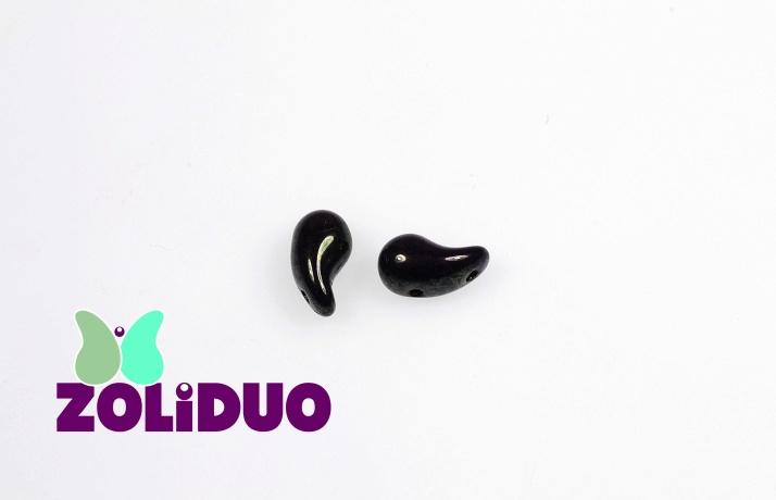 20 St. ZoliDuo® Recht Version Perlen, Teardrop 5x8mm mit zwei Löchern, Böhmisches Glas, Jet Rotglanz (Grün)