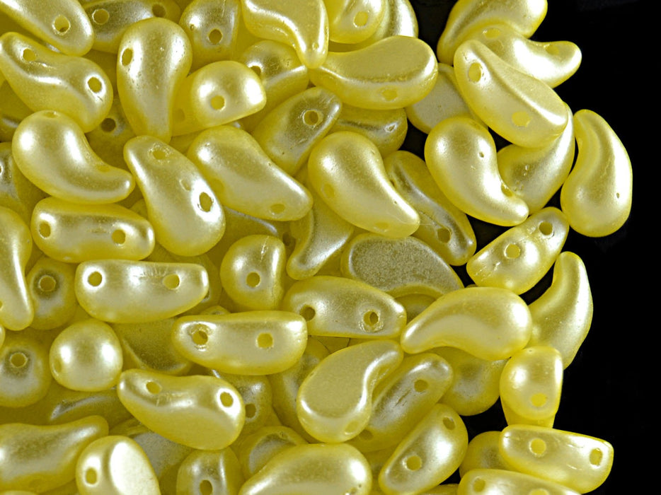 20 St. ZoliDuo® Recht Version Perlen, Teardrop 5x8mm mit zwei Löchern, Böhmisches Glas, Pastel Gelb