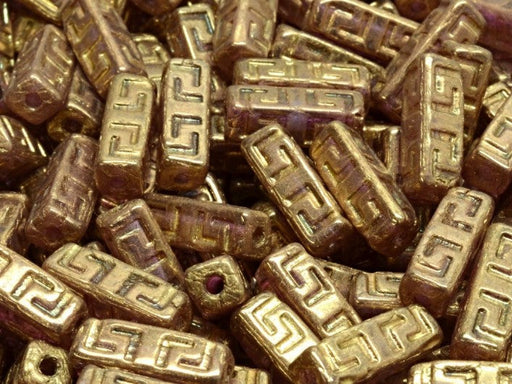 Keltische Blockperlen 15x5 mm Kristall Gold Bronze Tschechisches Glas Farbe_Brown