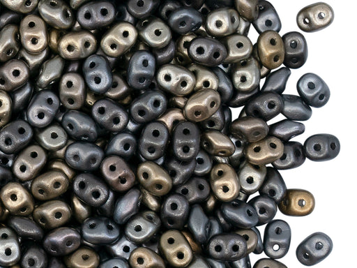 20 g SuperDuo Rocailles 2.5x5mm, 2-Loch, Kristall Grau schimmernd, Tschechisches Glas