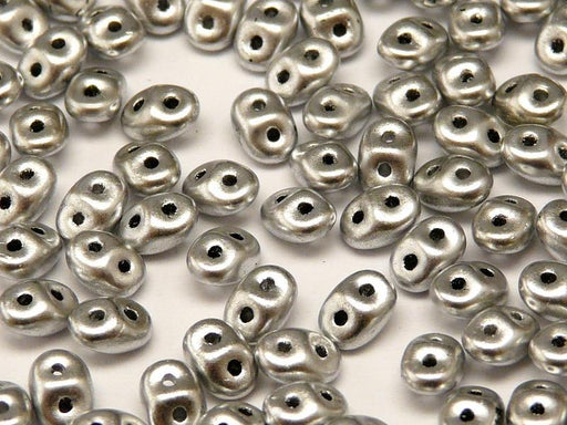 20 g SuperDuo Rocailles 2.5x5mm Zwei Löcher, Böhmisches Glas, Kristall Bronze Aluminum (Silber Matte)