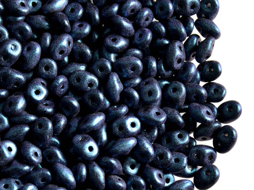 20 g 2-Loch SuperDuo®™ Seed Beads, 2.5x5mm, Jet Polychrom Indigo Orchid, Tschechisches Glas