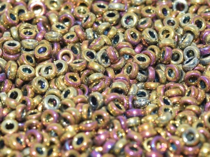 Zwischenperlen 2.2x1 mm Metallic Lila Gold irisierend  Japanische Glasperlen Miyuki Farbe_Gold Farbe_ Multicolored