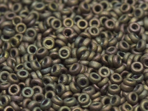 Zwischenperlen 2.2x1 mm Metallic Khaki irisierend mattiert Japanische Glasperlen Miyuki Farbe_Brown Farbe_ Multicolored