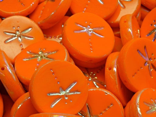 Libelle Münzperlen 17 mm Opak Orange AB Tschechisches Glas Farbe_Orange