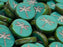 Libelle Münzperlen 17 mm Opak türkisgrüner Travertine Tschechisches Glas Farbe_Green