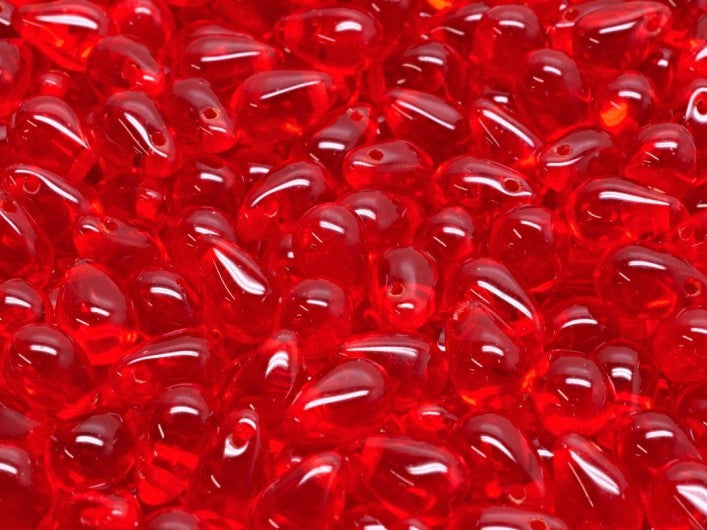 Teardrop Perlen 6x9 mm Siamrot Tschechisches Glas Farbe_Red