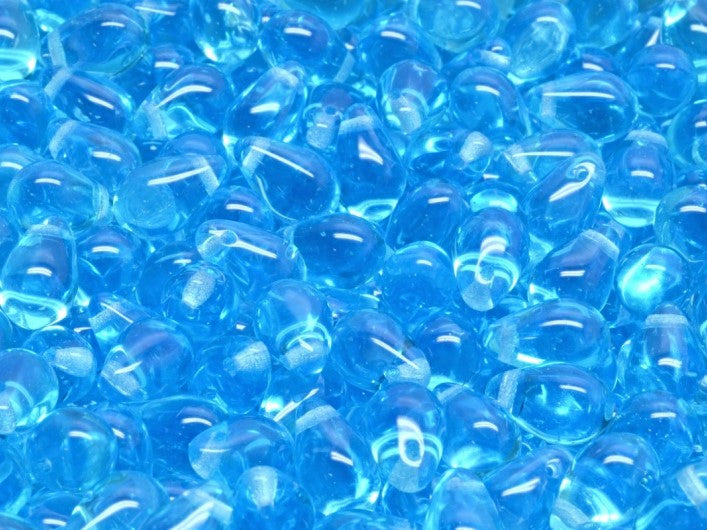 Teardrop Perlen 6x9 mm Aqua Blau Tschechisches Glas Farbe_Blue