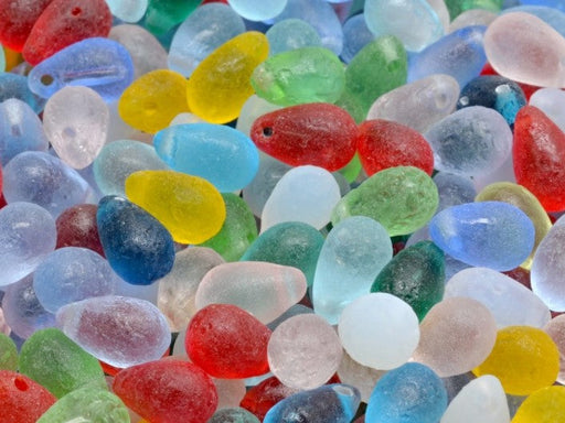 Teardrop Perlen 6x9 mm Kristallmischung Geätzt Tschechisches Glas Farbe_Multicolored