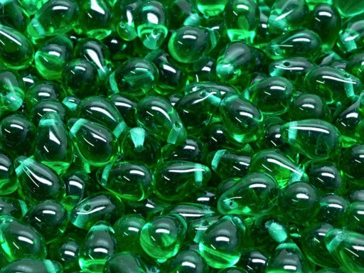 Teardrop Perlen 6x9 mm Smaragdgrün Tschechisches Glas Farbe_Green