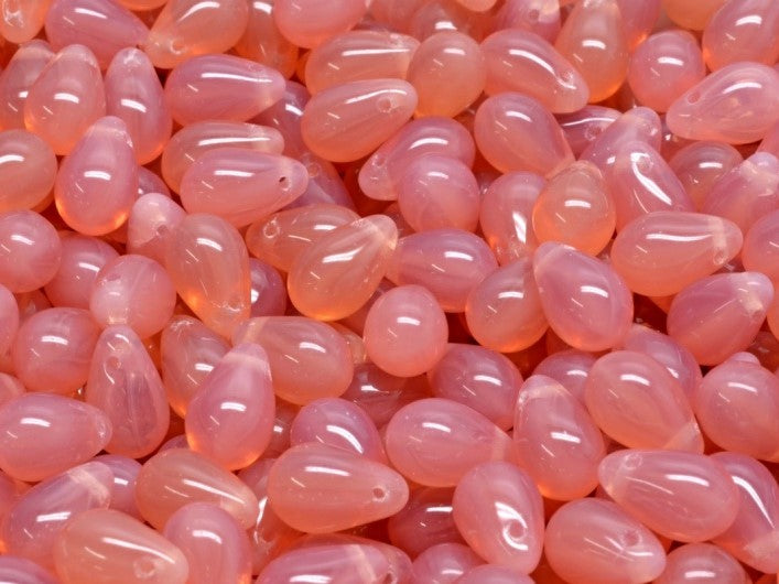 Teardrop Perlen 6x9 mm Rosa Opal Tschechisches Glas Farbe_Pink