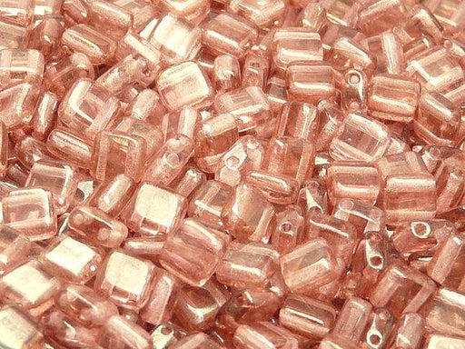 40 St. Tile Gepresste Perlen 6x6x2,9 mm Zwei Löcher, Böhmische Glas, Kristall Rot Luster