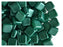 Tile Beads 6x6x3 mm 2 Holes Chalk White Pastel Dark Green Czech Glass Green