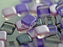 150 St. Gepresste Glasperlen Tile 6x6x2,9 mm, 2-Loch, Mischen Violett Flieder Grau, Tschechisches Glas (Tile Beads)