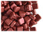 40 St. Gepresste Glasperlen Tile 6x6x2,9 mm, 2-Loch, Terra Metallic Rot, Tschechisches Glas