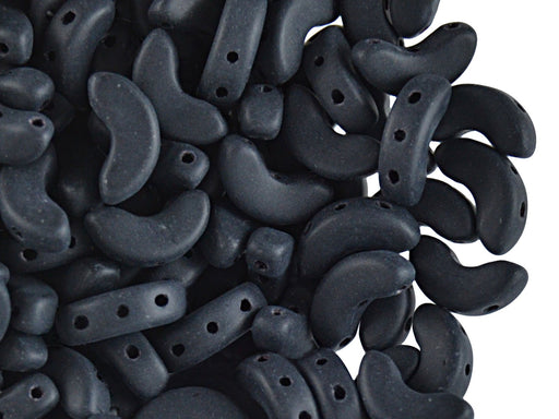 25 St. Arcos® par Puca® Perlen, Halbmond 5x10mm mit drei Löchern,Schwarz matt