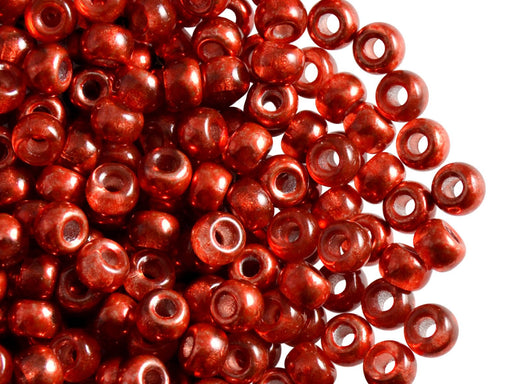 50 St. Pony Gepresste Perlen, Walze 5,5 mm im Durchmesser mit einem Loch von 2 mm, Böhmisches Glas, Semi-Apollo Rot