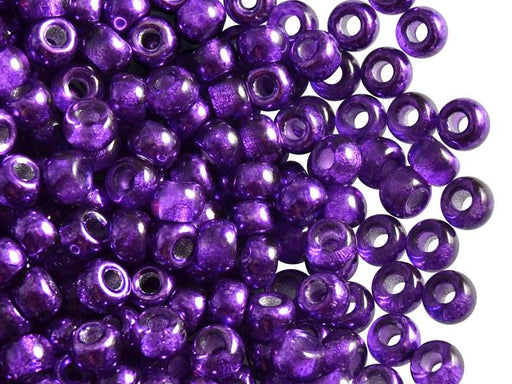 50 St. Pony Gepresste Perlen, Walze 5,5 mm im Durchmesser mit einem Loch von 2 mm, Böhmisches Glas, Semi-Apollo Lila